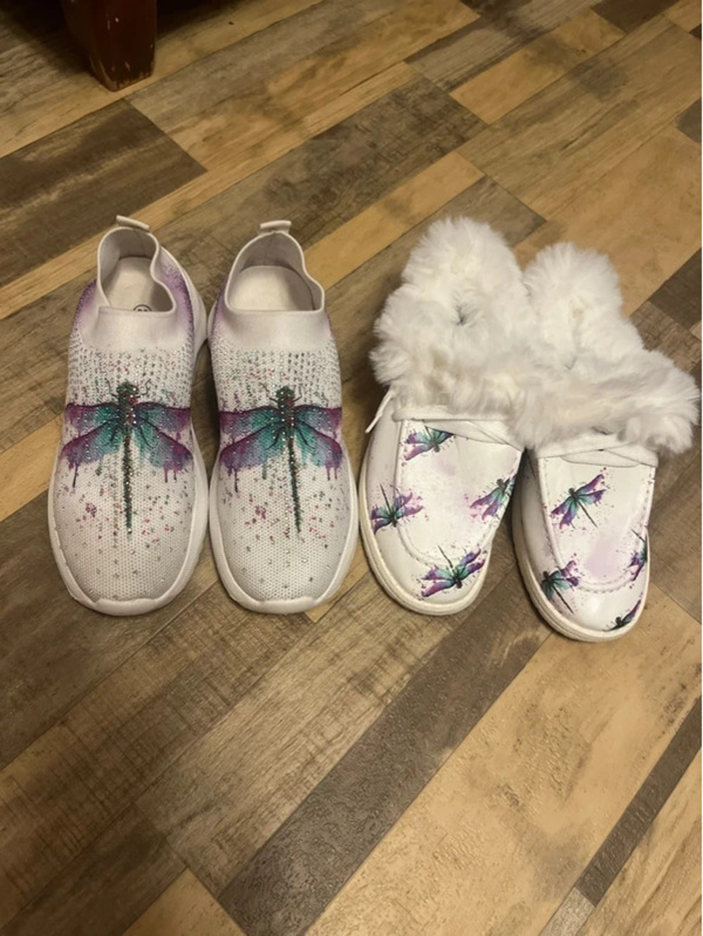 Two pairs dragonfly women’s shoes slip on